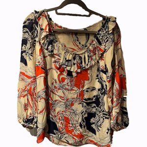 Leifsdottir Silk Floral Blouse - multi color. Sz 8